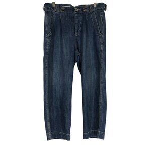 PILCRO - WOMEN'S 27 - BLUE DENIM ADJUSTABLE WAIST COTTON BLEND LOOSE WIDE JEANS